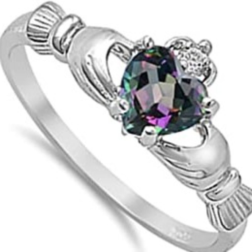 Mystic Rainbow Topaz Birthstone, Friendship, Loyalty Sweetheart Ring Multi Sizes